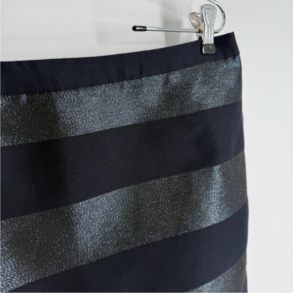 Tommy Hilfiger Pencil Skirt Womens Size 8 Navy Blue Metallic Rugby Stripe NEW - Picture 2 of 9